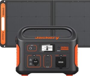 Jackery E500 Portable Power Station, 518Wh Solar Generator with SolarSaga 100W Solar Panel, 230V/500W Mobile Power Supply with LCD Display for Camping, Outdoor Adventures & Emergencies