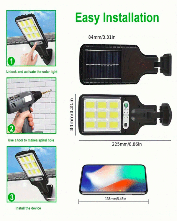 1/2/4/6/8pcs Bright Solar Outdoor Lights, Solar powered motion outdoor light. 108-cOB/white